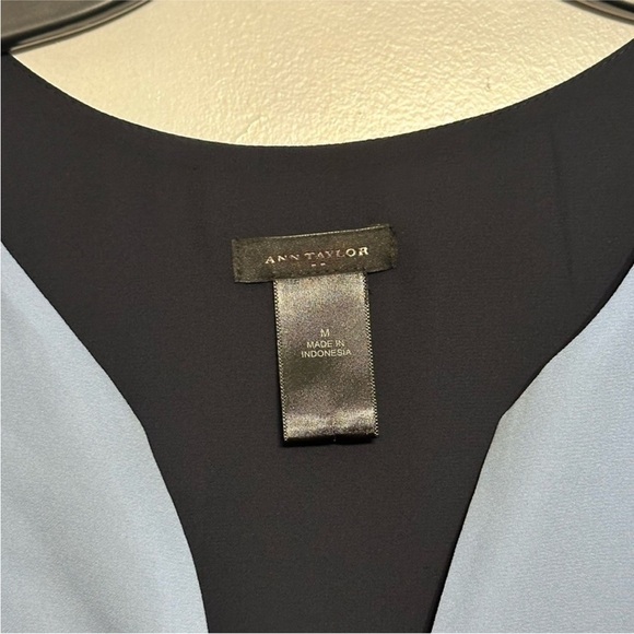 Ann Taylor Sleeveless Dusty Blue Layered V-Neck Blouse | Size M - Picture 3 of 5